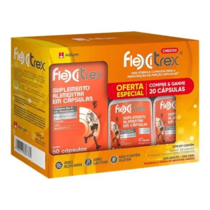 Flexitrex Colágeno com 60 cápsulas - Oferta Especial! Compre e Ganhe 20 cápsulas